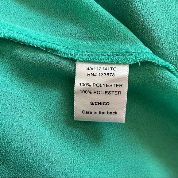 Foreign Exchange sleeveless mint green shirt with fun fringe in the back size S - Picture 9 of 9